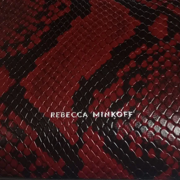 🆕 REBECCA MINKOFF "RED APPLE" SNAKE SKIN EMBOSSED LEATHER CROSSBODY CHAIN TOTE - Picture 6 of 12